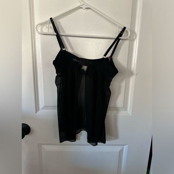 Rampage Intimates Black With Pink Polka Dots Sheer Top Size Small - Picture 10 of 10